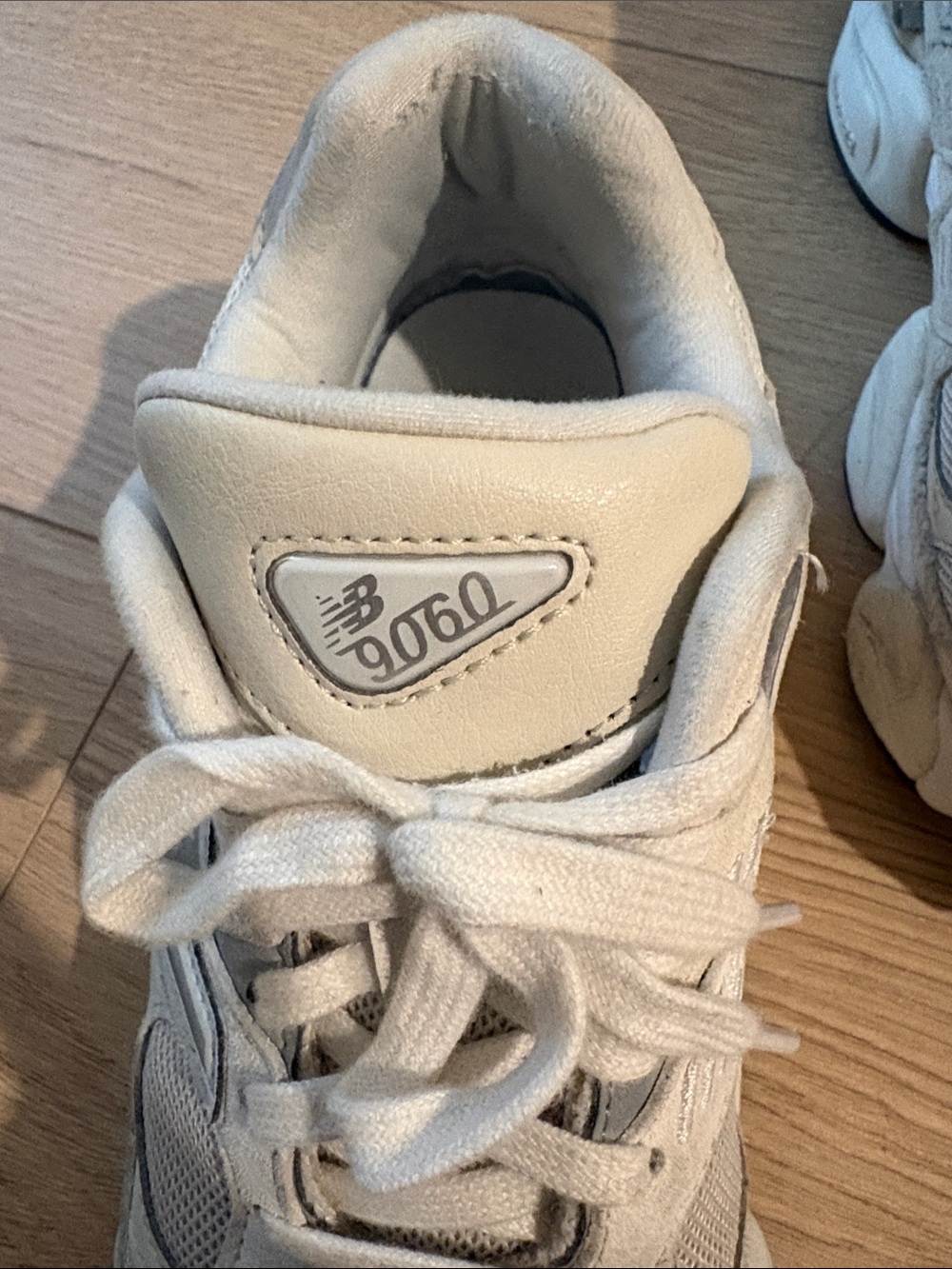 New Balance 9060White Athletic Sneakers with Light Gray Accents - Picture 2 of 3